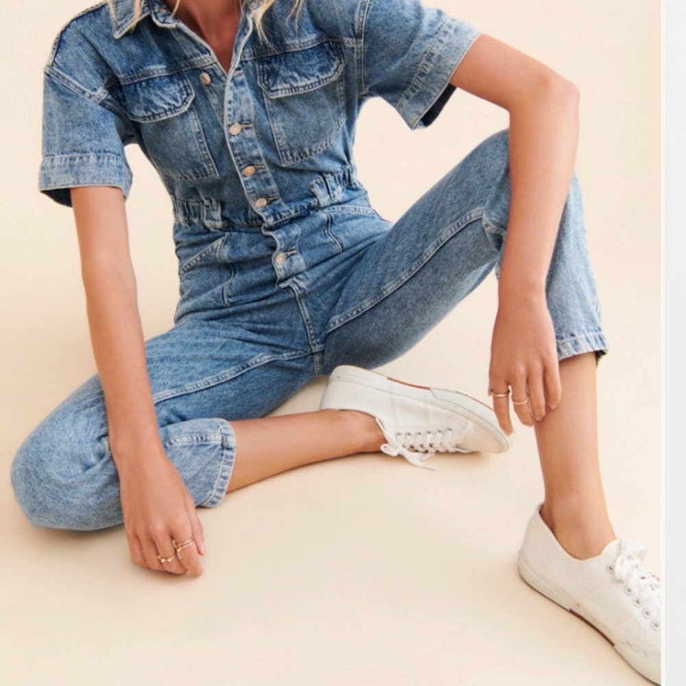 FP Movement by Free People Light Blue Denim Jumpsuit